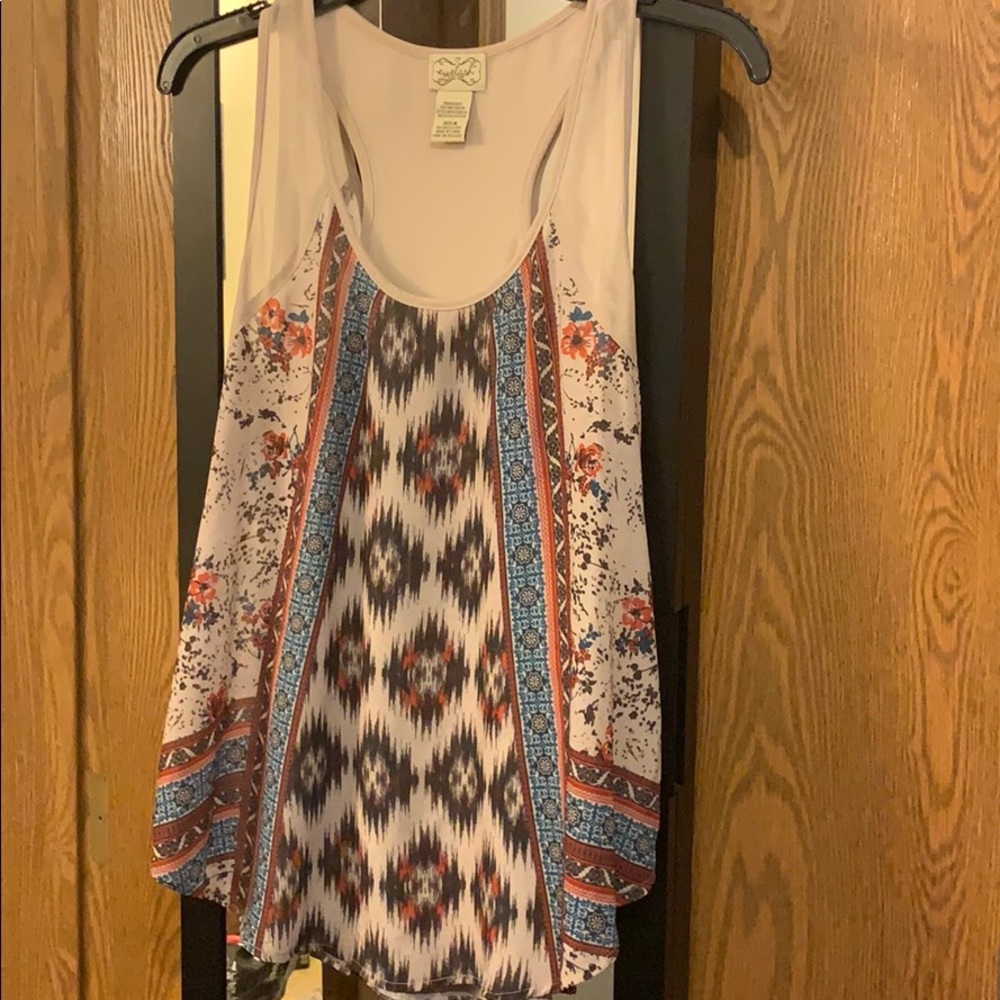 Cream tank top with design